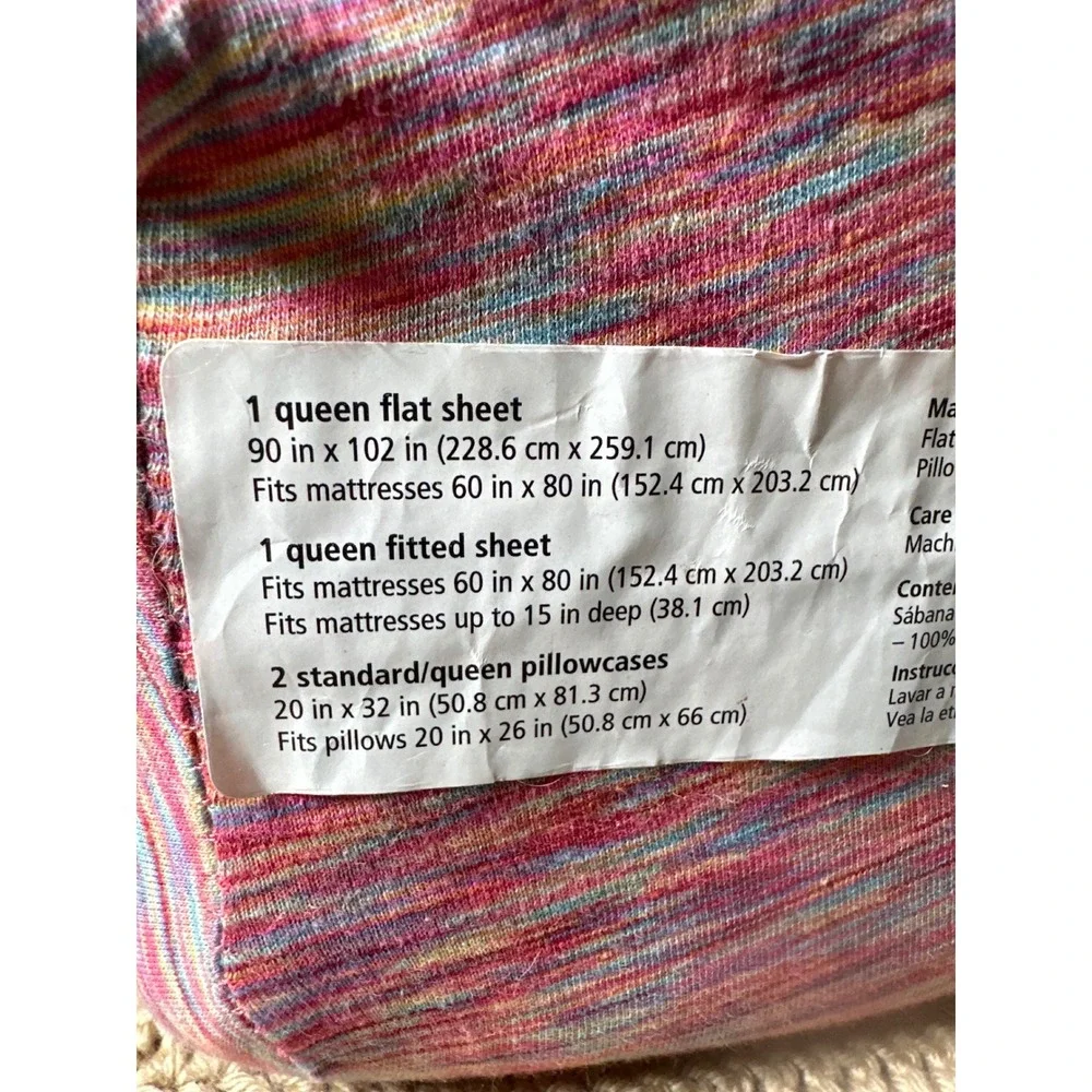 Walmart Apricot Crackle Queen Sheet Set 100% Cotton Jersey Knit 4pc Space Dye